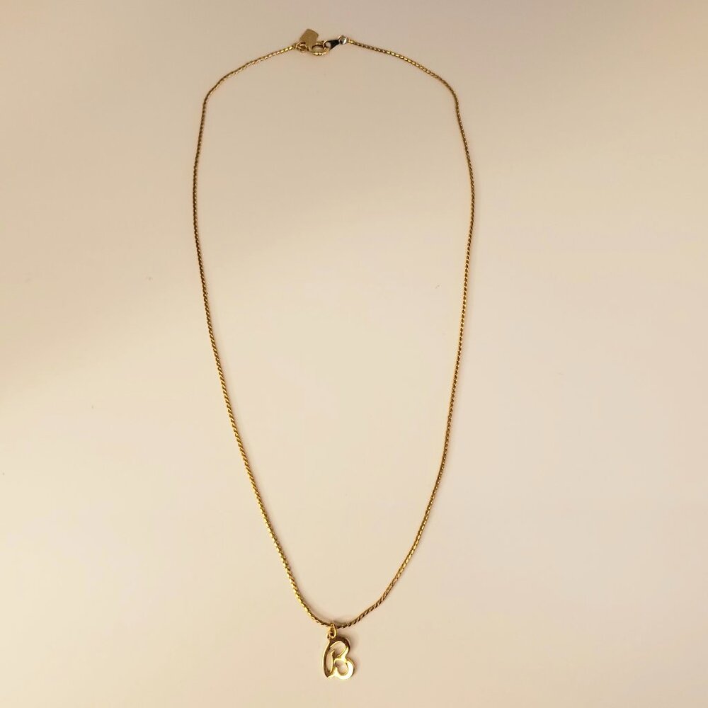 Vintage B Initial Accents by Hallmark Cards Gold-tone Chain Necklace Monogram